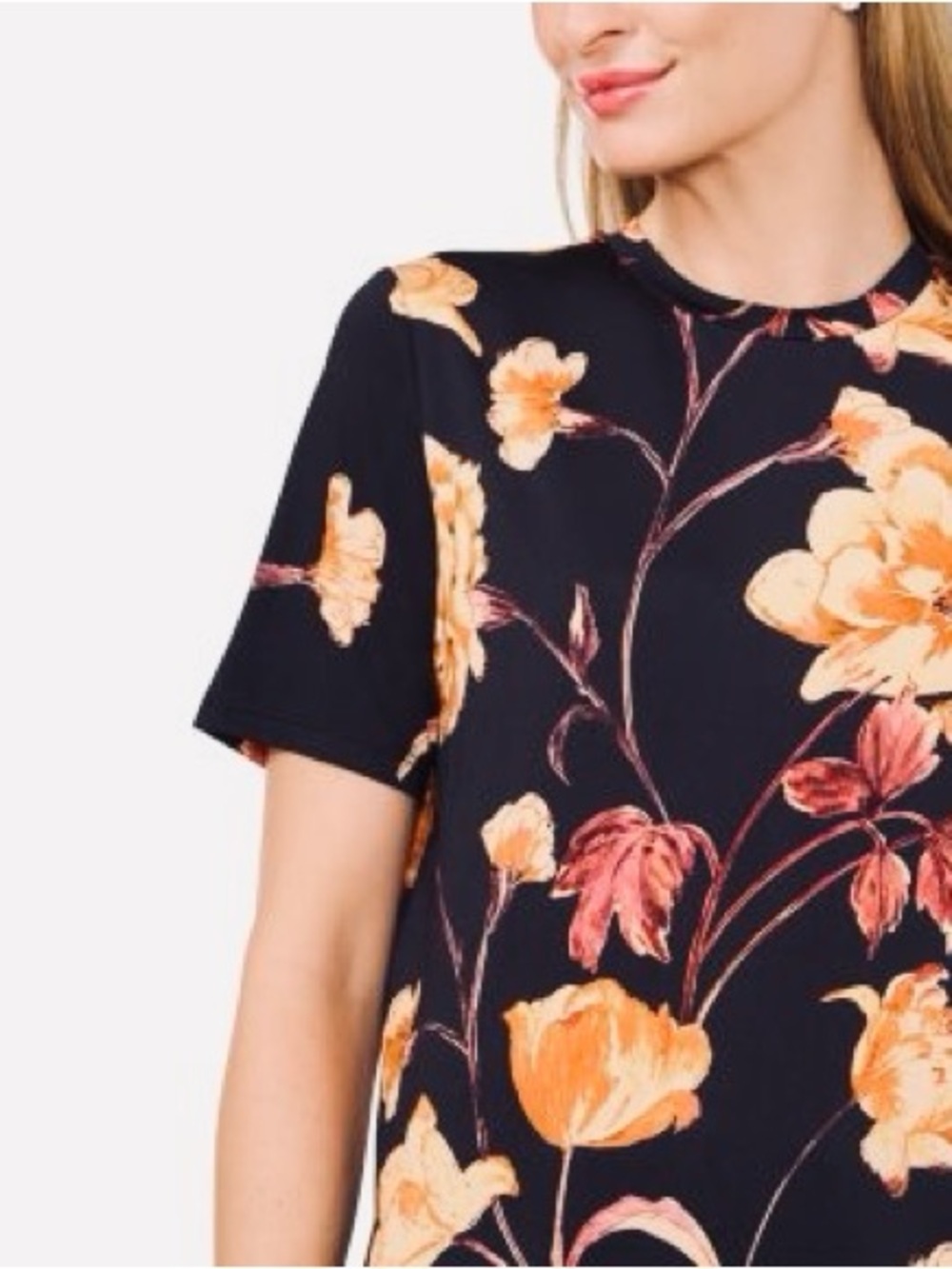 Ted Baker Tarissa Tee Floral Jersey Knit Top Black Gold - Picture 1 of 10